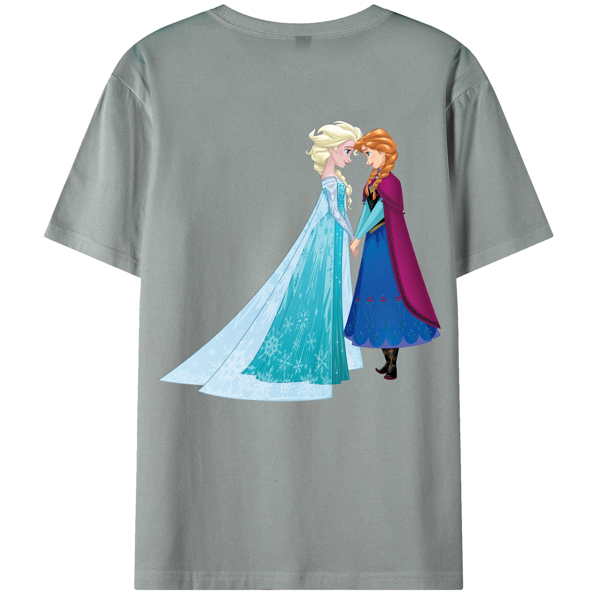 （画像用） アナと雪の女王 アンナ エルサ Frozen Anna Elsa 綿100％ メンズ半袖Tシャツ（バックプリント） 通気性